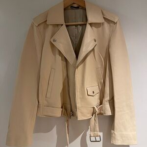 Women's Cream Leather Jacket